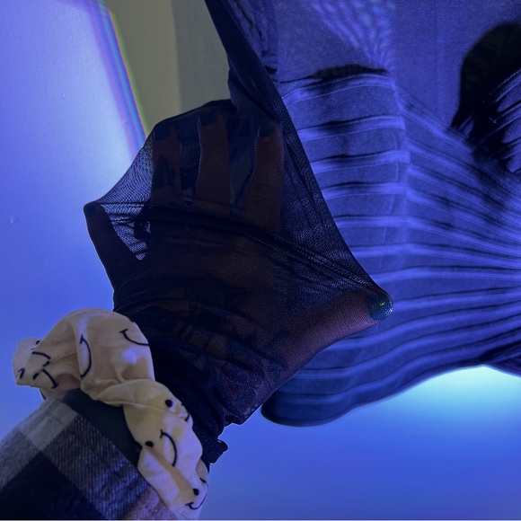 JS Collection Black Corset Sheer Sleeved Top - Picture 2 of 6